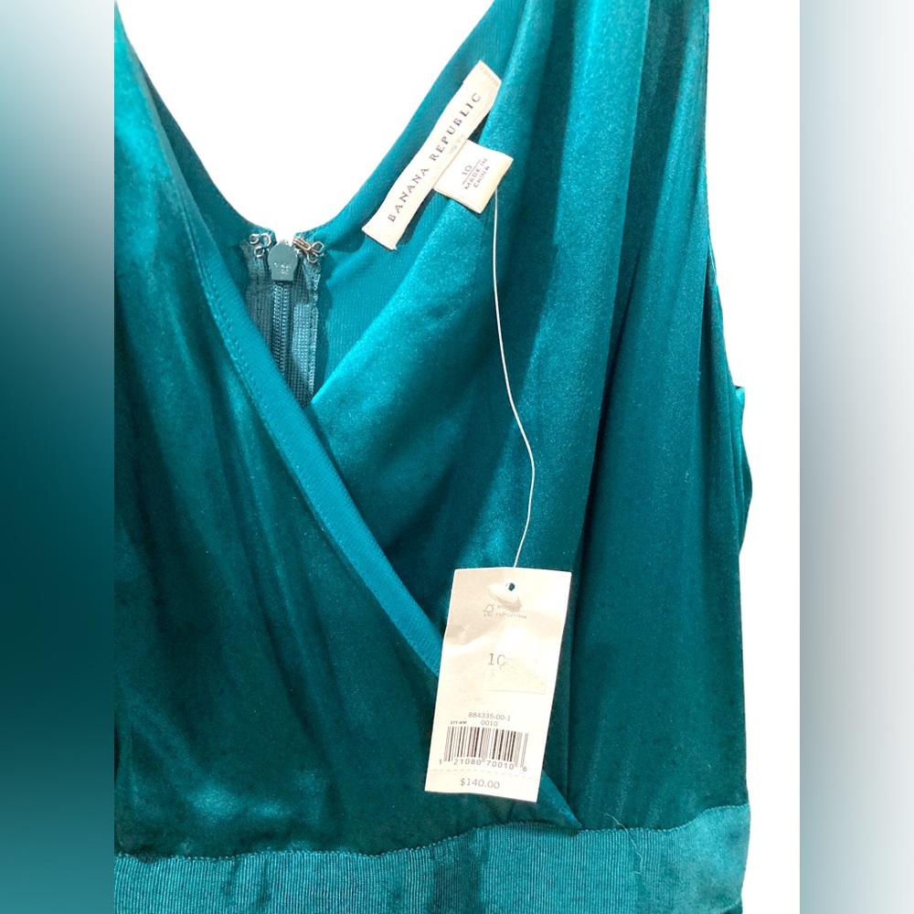 NWT Banana Republic women’s size 10 silk teal dress - Picture 6 of 8
